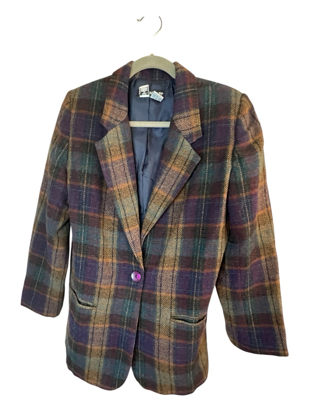 Vintage 70’s Savannah Dark Academia WoolMulticolor Plaid Wool Blazer